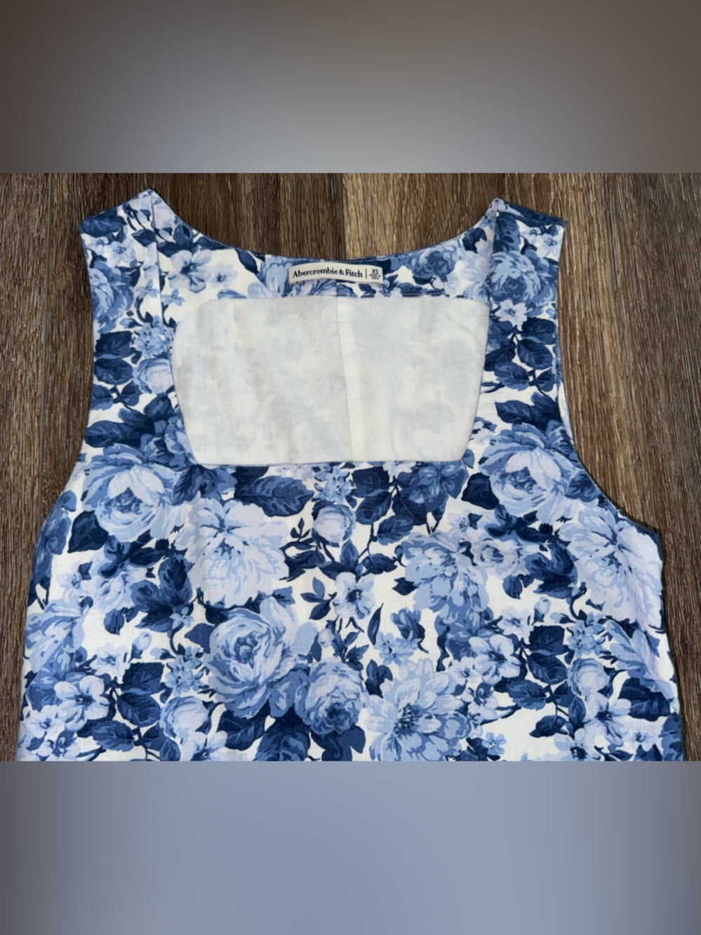 Abercrombie & Fitch Linen Blend Wide Strap Blue Floral Mini Dress Size XS š - Picture 3 of 10